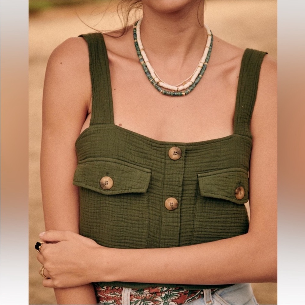 Sezane Samuel Apron Tank Top Sleeveless Cottagecore Euro Summer XS